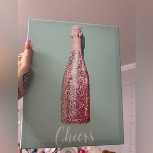 Chanel Glitter Champagne Bottle Canvas NWT cheers confetti 🎉 teal pink white lux